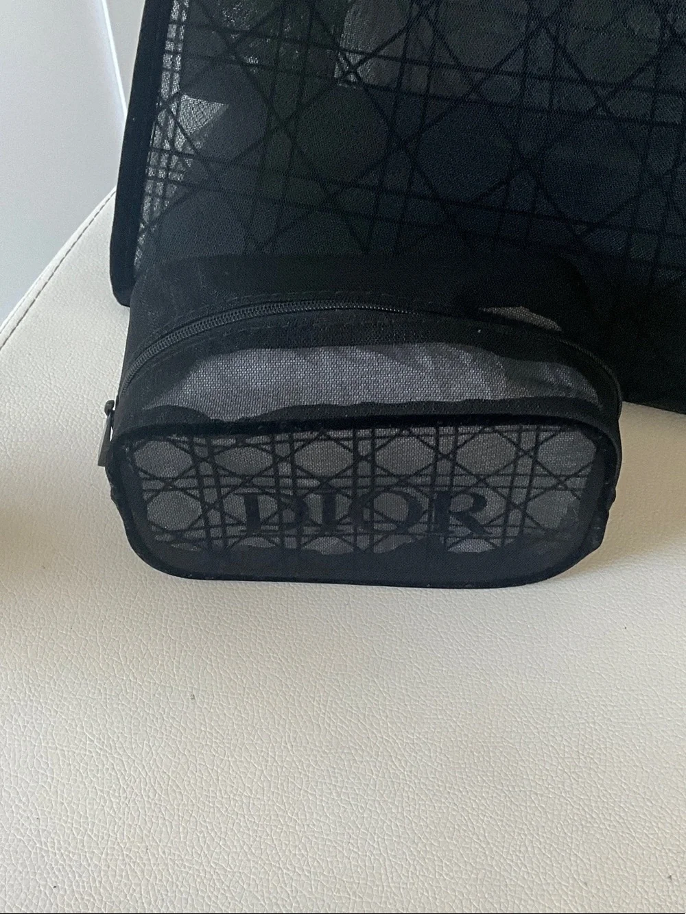 Dior Black Mesh Tote with Matching Pouch